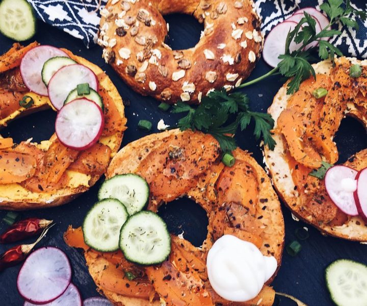 vegane Lachs Protein-Bagels
