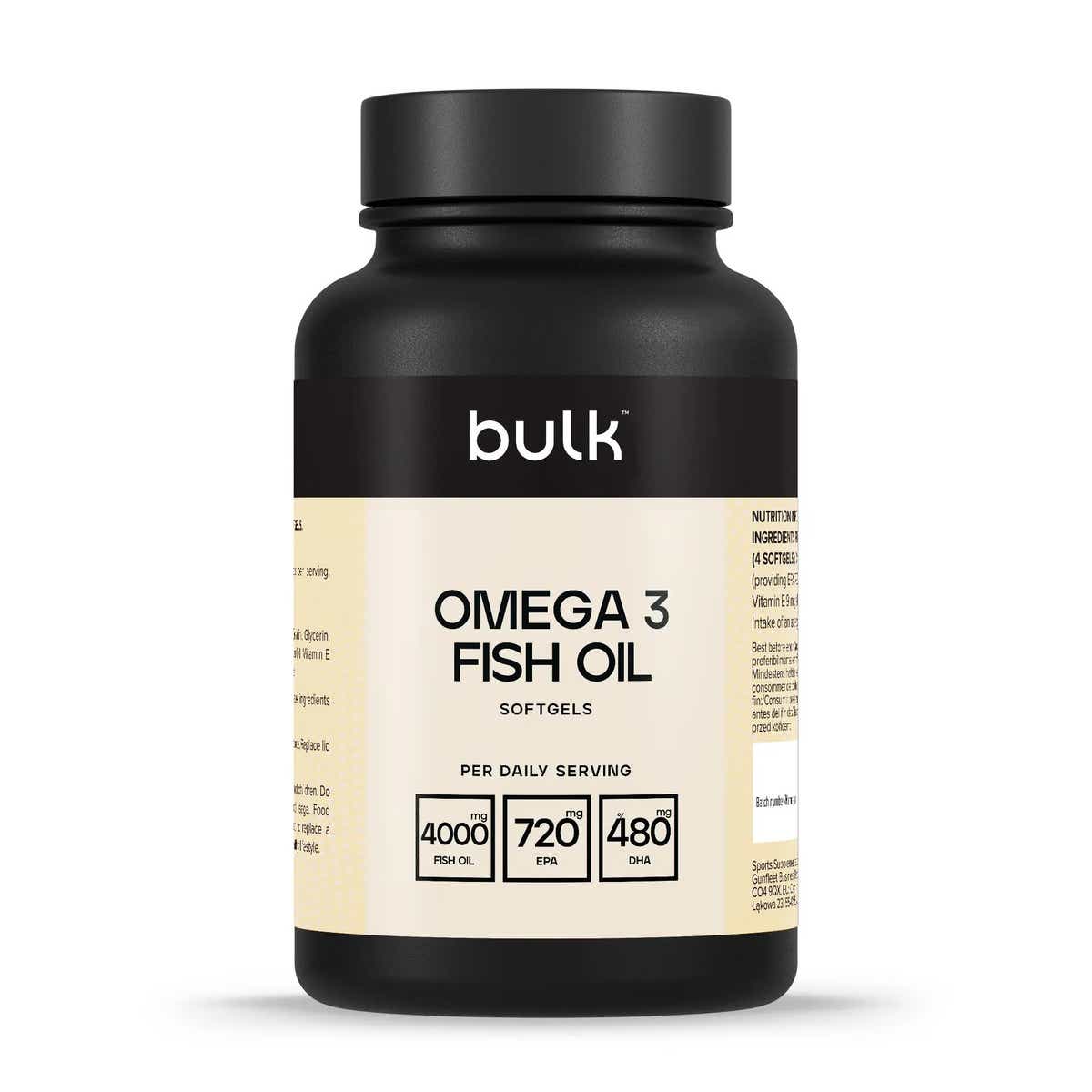 Fiskoljekapslar med omega-3 | 180 mg EPA och 120 mg DHA | Bulk™