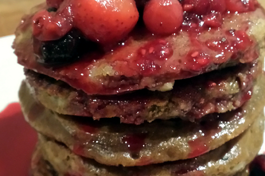 Chocolate Sweet Potato Protein Pancakes
