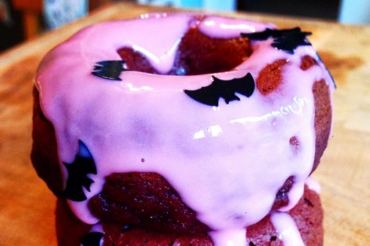Creepy Chocolate Protein Doughnuts