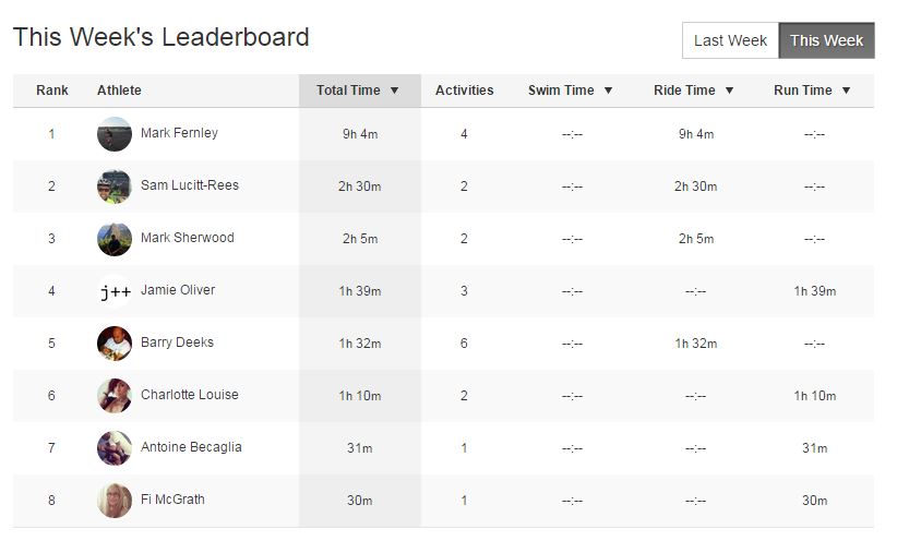 Strava leaderboard