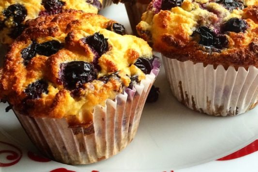 Rhubarb and Blueberry Muffins