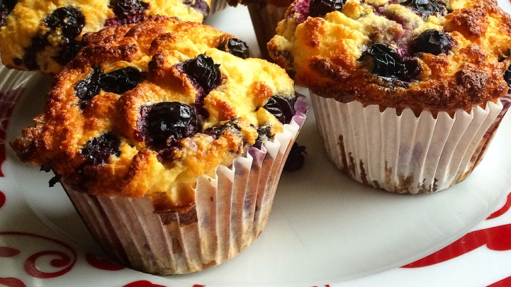 Rhubarb and Blueberry Muffins